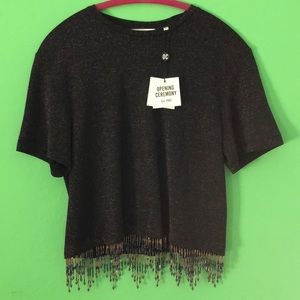 (NWT) Opening Ceremony Beaded Boxy Tee XS/S